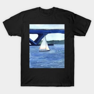 "Off to a journey" Sailboat Watercolor Painting T-Shirt